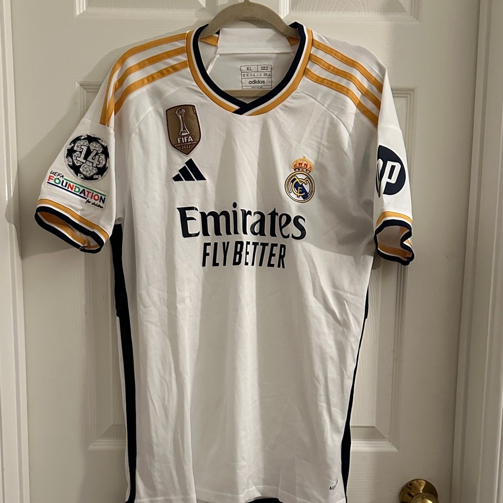 Adidas White and Gold Real Madrid Jersey